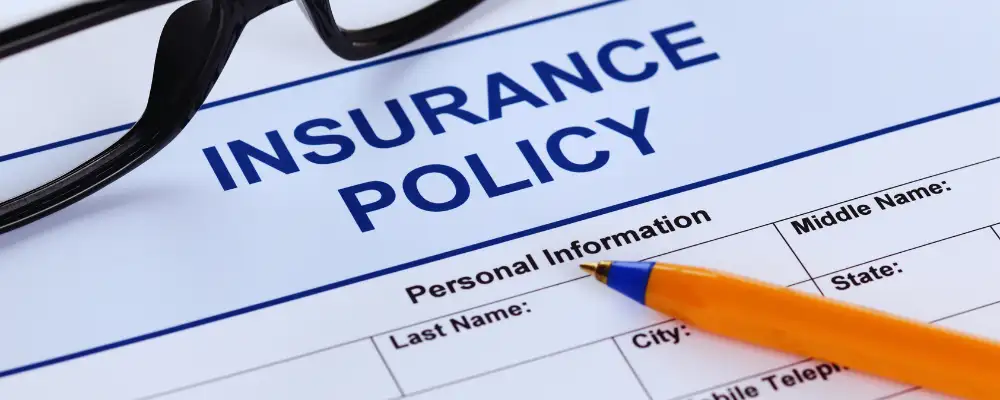 Close up of an insurance policy document